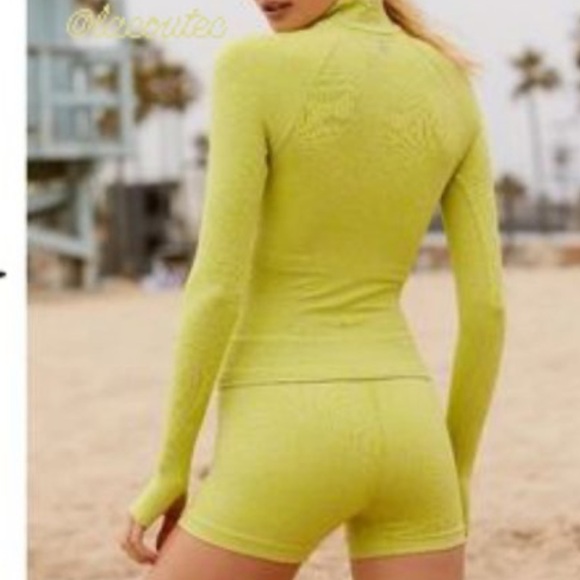 Free People Movement Leopard Top Long Sleeve Layering Lime XS - Picture 8 of 13